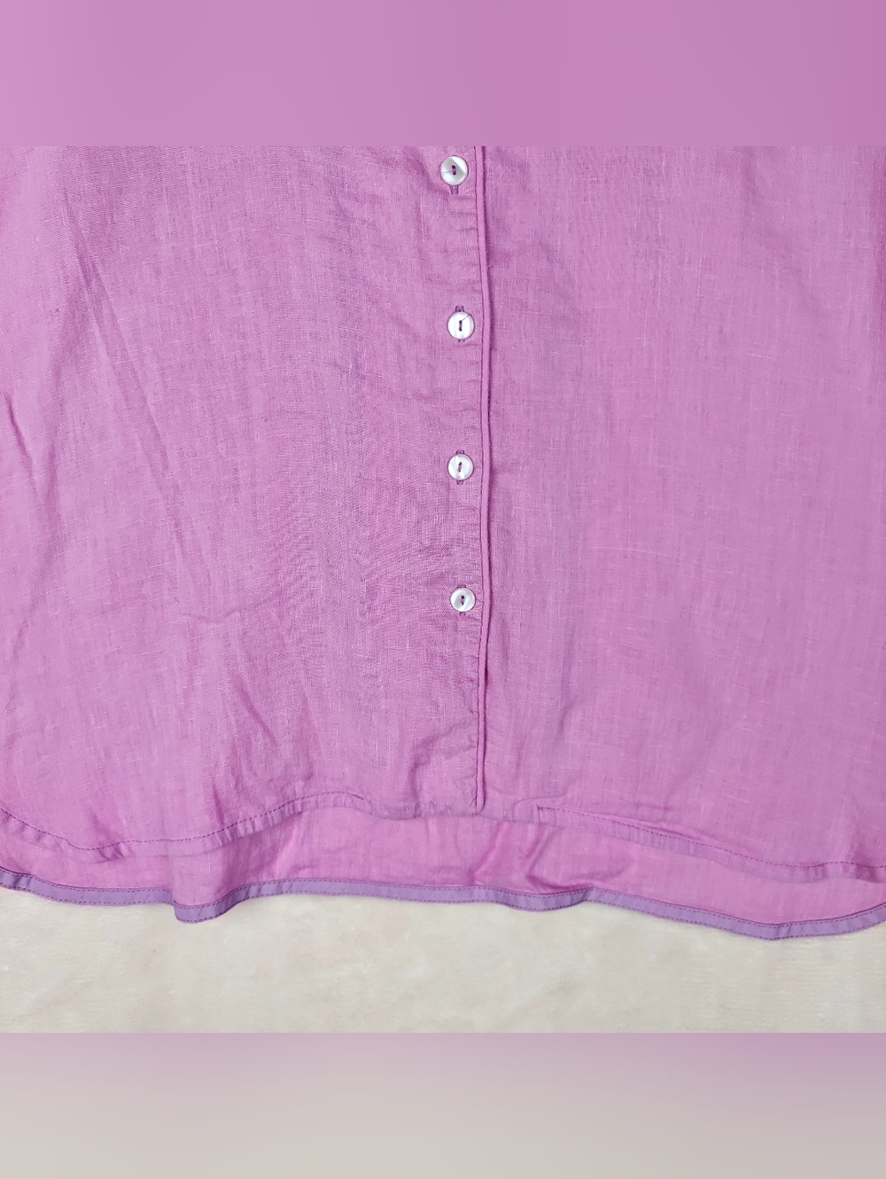 Sleeper Linen Lounge Suit Button Front Shirt & Shorts Pajama Set XS Lavender - Picture 6 of 16